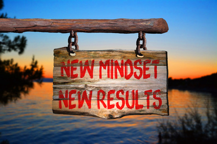 New mindset new results motivational phrase sign